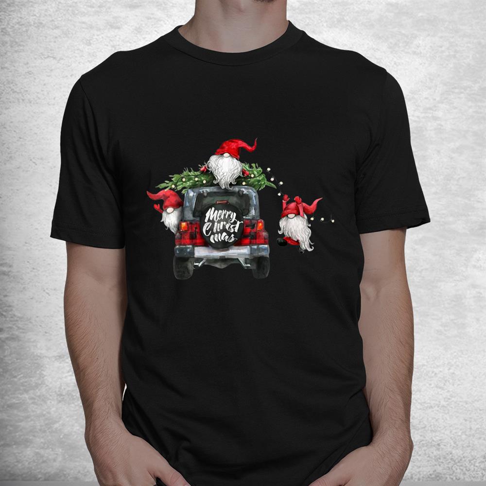 Funny Three Gnomes Merry Christmas Buffalo Plaid Truck Shirt Funny Three Gnomes Merry Christmas Buffalo Plaid Truck Shirt