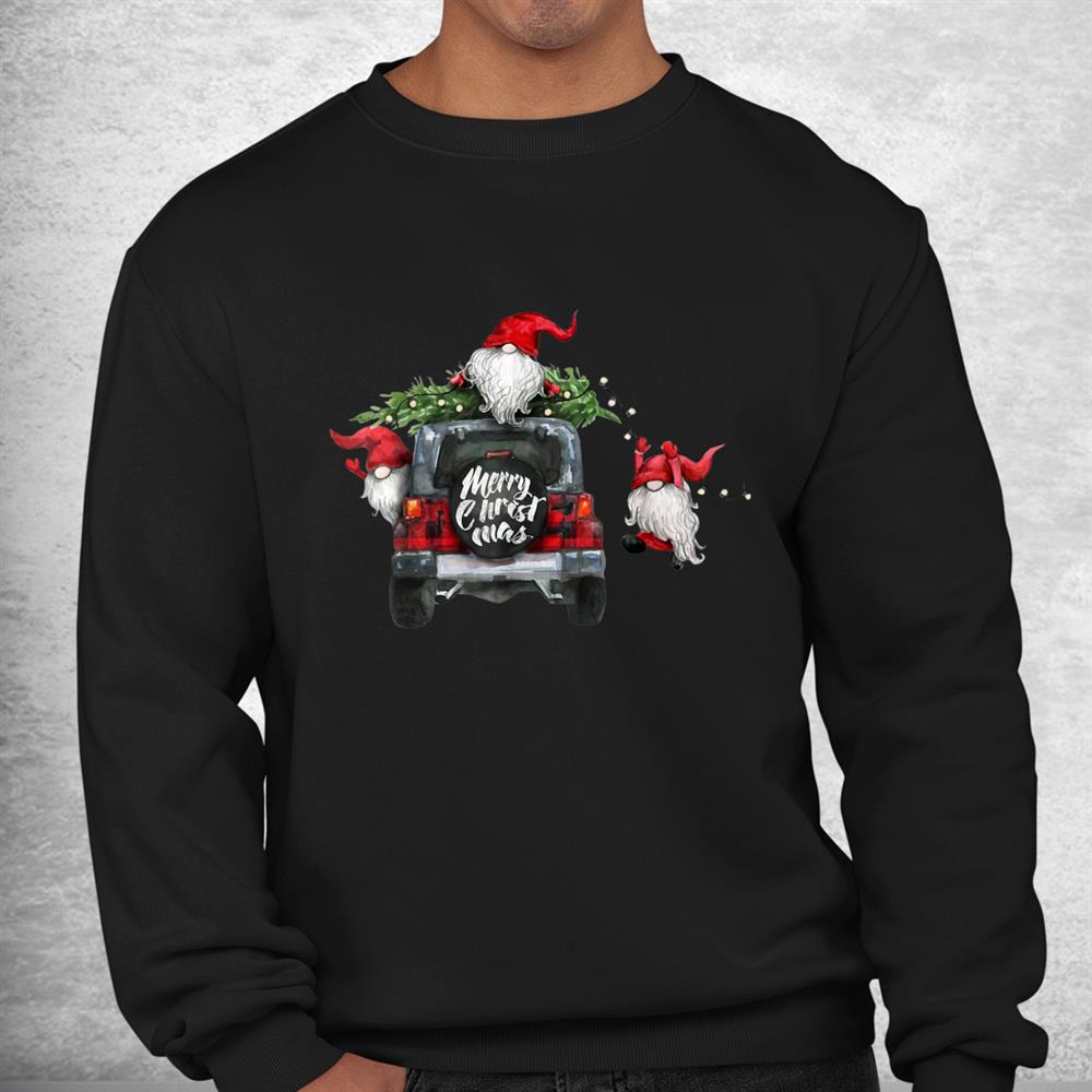 Funny Three Gnomes Merry Christmas Buffalo Plaid Truck Shirt Funny Three Gnomes Merry Christmas Buffalo Plaid Truck Shirt