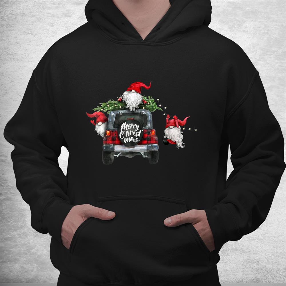 Funny Three Gnomes Merry Christmas Buffalo Plaid Truck Shirt Funny Three Gnomes Merry Christmas Buffalo Plaid Truck Shirt