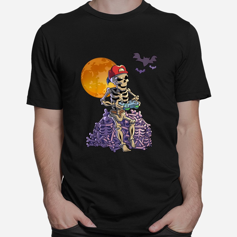 Gamer Skeleton Halloween Boys Video Games Gaming Halloween Shirt 10 gamer skeleton halloween boys video games gaming halloween shirt 1 1