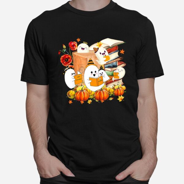 Ghost Book Reading Boo Spooky Halloween Books Shirt