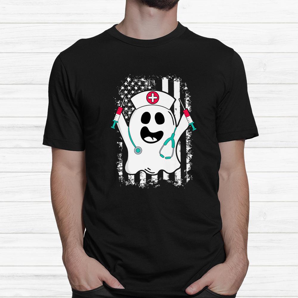 Ghost Nurse Halloween Scrub Top Costume Shirt Ghost Nurse Halloween Scrub Top Costume Shirt