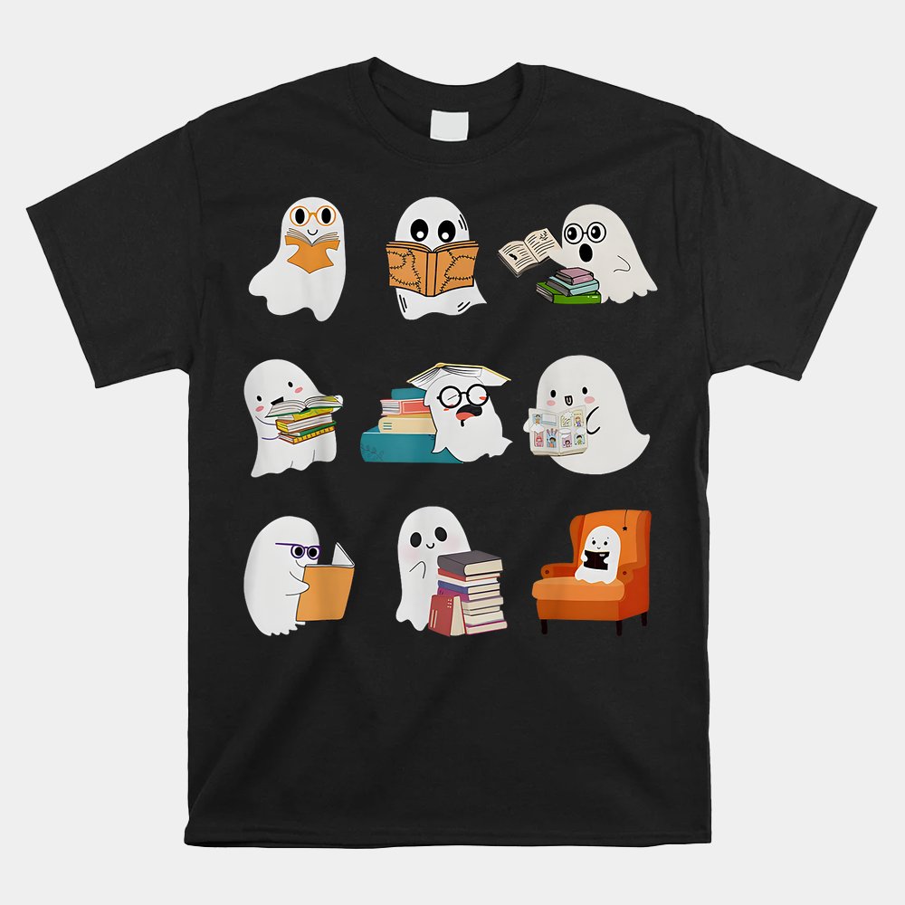 Ghost Reading Teacher Halloween Librarian Book Lover School Shirt Ghost Reading Teacher Halloween Librarian Book Lover School Shirt