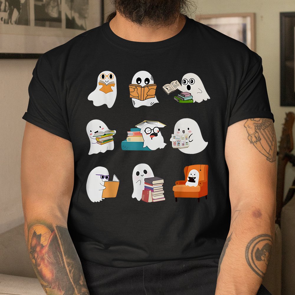 Ghost Reading Teacher Halloween Librarian Book Lover School Shirt Ghost Reading Teacher Halloween Librarian Book Lover School Shirt