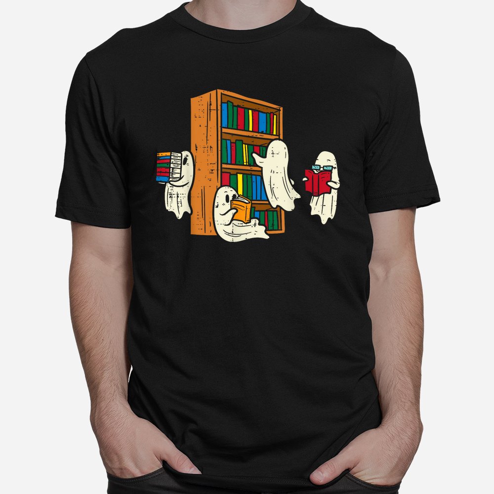 ghosts reading books teacher halloween shirt 1 1