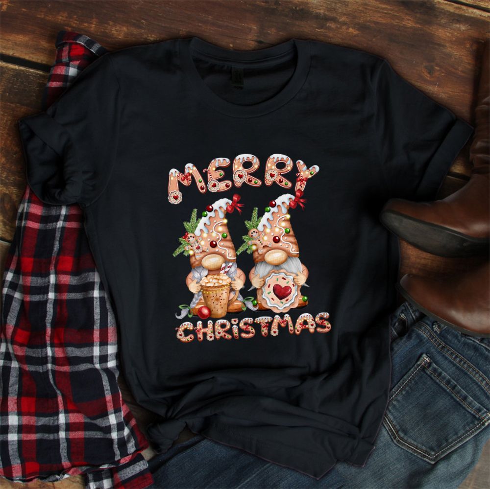 Gingerbread Gnomes With Cookie And Hot Cocoa Christmas Shirt Gingerbread Gnomes With Cookie And Hot Cocoa Christmas Shirt