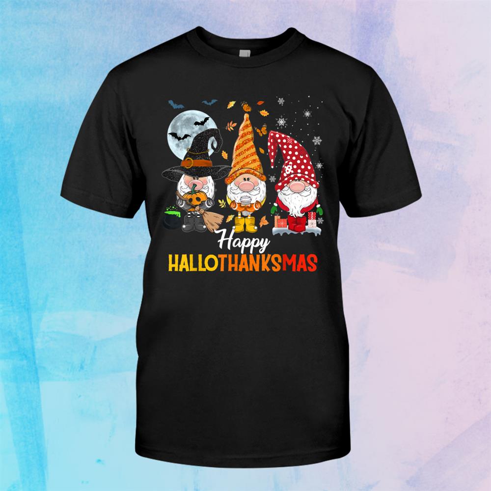 Gnomes Halloween And Merry Christmas Happy Hallothanksmas Shirt Gnomes Halloween And Merry Christmas Happy Hallothanksmas Shirt
