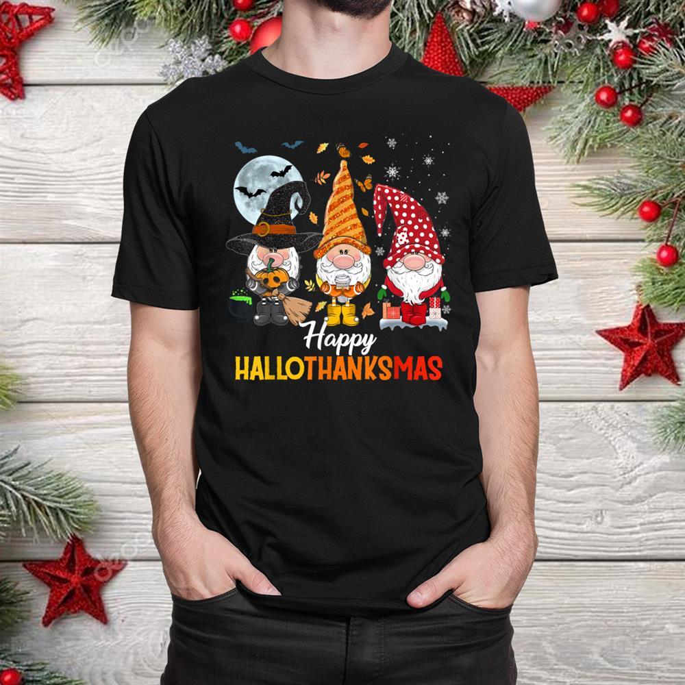 Gnomes Halloween And Merry Christmas Shirt Gnomes Halloween And Merry Christmas Shirt