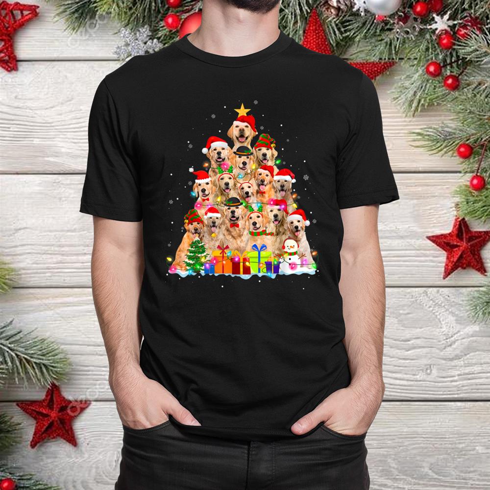 Golden Retriever Tree Dog Dad Mom Christmas Shirt Golden Retriever Tree Dog Dad Mom Christmas Shirt