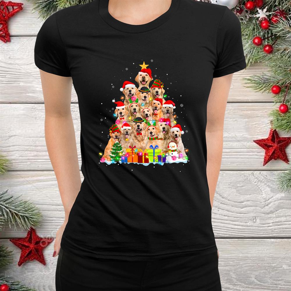 Golden Retriever Tree Dog Dad Mom Christmas Shirt Golden Retriever Tree Dog Dad Mom Christmas Shirt