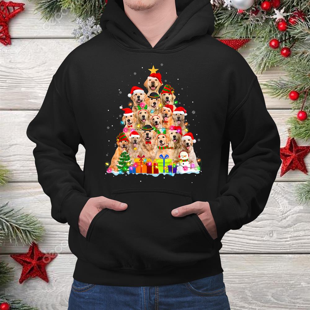 Golden Retriever Tree Dog Dad Mom Christmas Shirt Golden Retriever Tree Dog Dad Mom Christmas Shirt