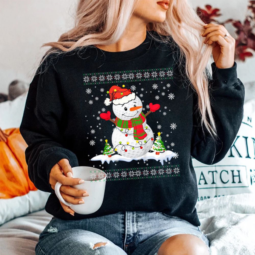 Golf Snowman Christmas Pajama Shirt Golf Snowman Christmas Pajama Shirt