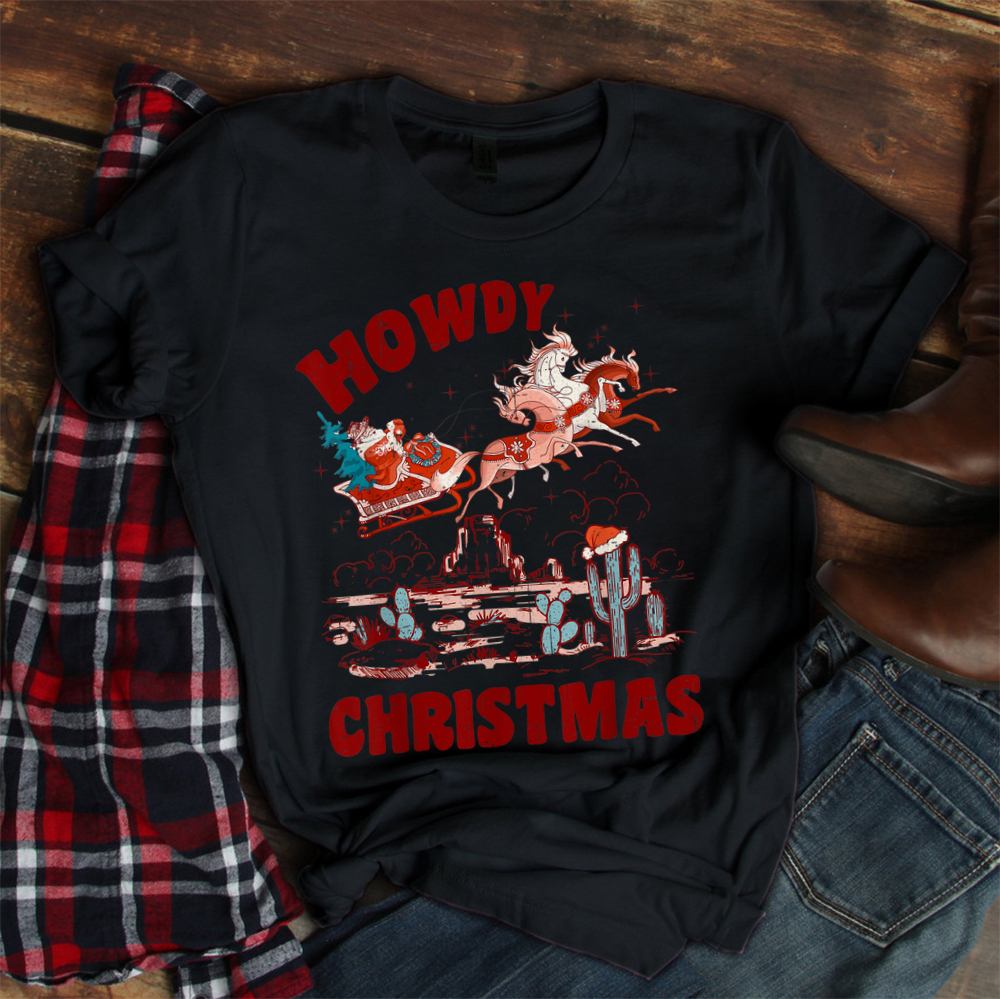 Groovy Howdy Christmas Cowboy Santa Riding Horse Shirt Groovy Howdy Christmas Cowboy Santa Riding Horse Shirt