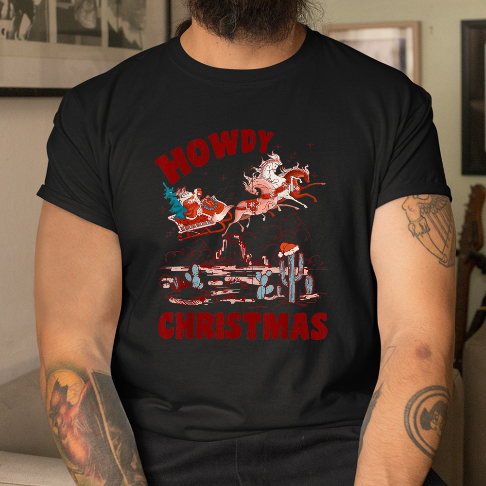 Groovy Howdy Christmas Cowboy Santa Riding Horse Shirt Groovy Howdy Christmas Cowboy Santa Riding Horse Shirt