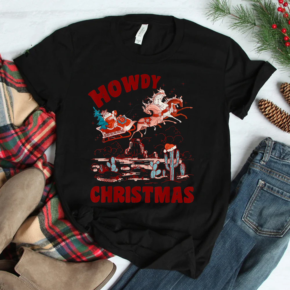 Groovy Howdy Christmas Cowboy Santa Riding Horse Shirt Groovy Howdy Christmas Cowboy Santa Riding Horse Shirt