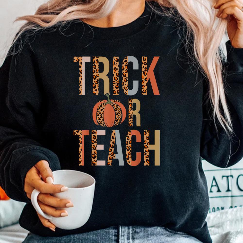 Groovy Trick Or Teach Teacher Halloween Shirt Groovy Trick Or Teach Teacher Halloween Shirt