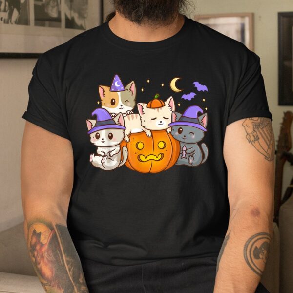 Halloween Cats Anime Cat Kawaii Neko Pumpkin Cat Lover Witch Shirt