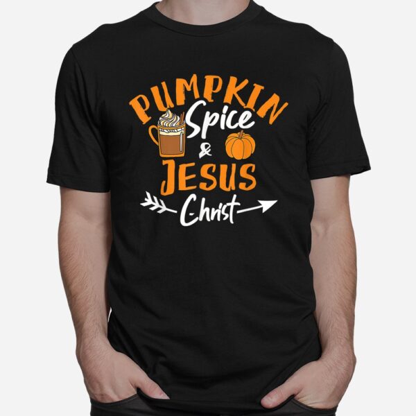halloween christian pumpkin spice and jesus christ fall leaf shirt 1 1