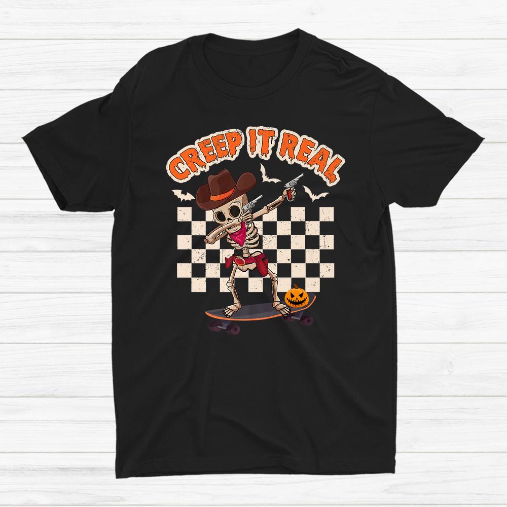 Halloween Creep It Real Skeleton Dabbing Skateboard Shirt Halloween Creep It Real Skeleton Dabbing Skateboard Shirt