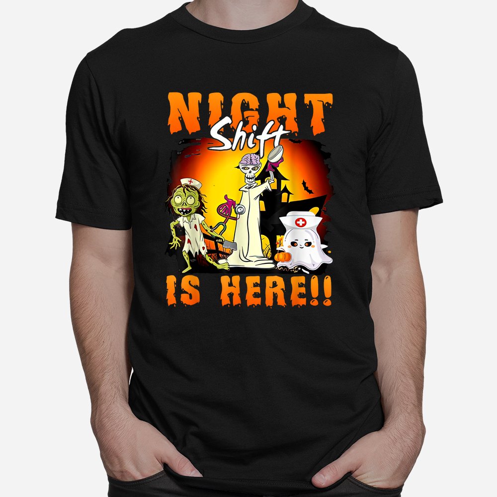 Halloween Night Shift Is Here Nurse Ghost Skeleton Zombie Shirt 10 halloween night shift is here nurse ghost skeleton zombie shirt 1 1