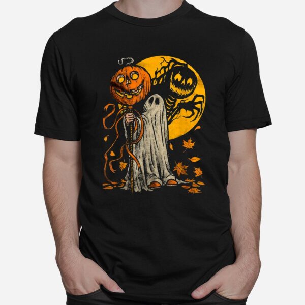Halloween Pumpkin Ghost Autumn Leaves Shirt