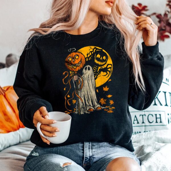 Halloween Pumpkin Ghost Autumn Leaves Shirt