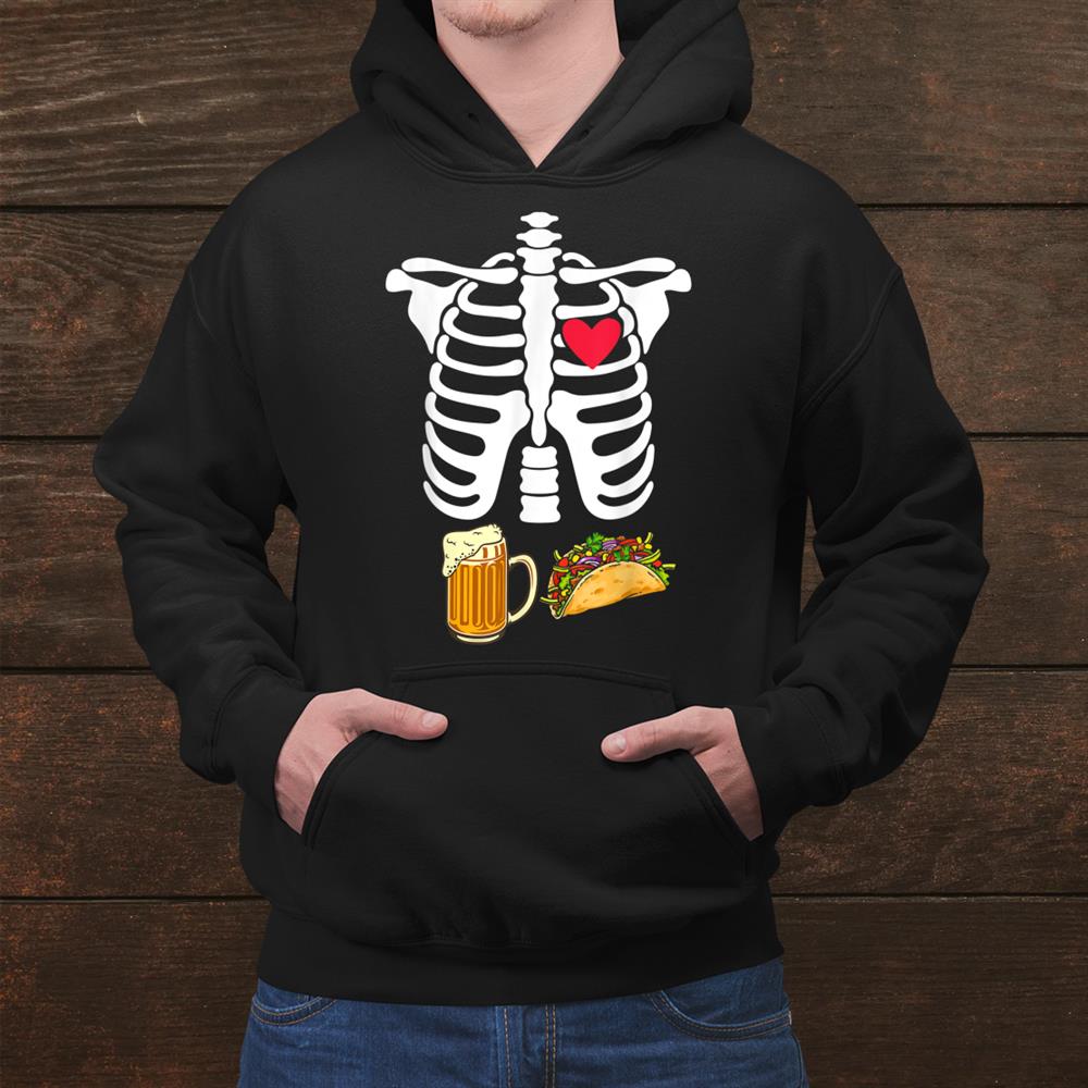 Halloween Skeleton X Ray Beer Tacos Announcement Pregnancy Shirt Halloween Skeleton X Ray Beer Tacos Announcement Pregnancy Shirt