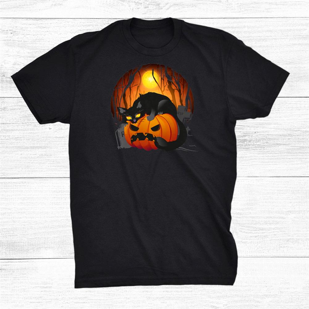 Halloween Spooky Black Cat Mom Pumpkin Graveyard Scary Cat Shirt Halloween Spooky Black Cat Mom Pumpkin Graveyard Scary Cat Shirt