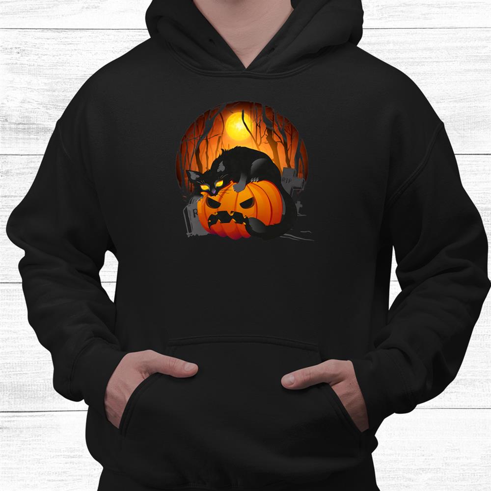 Halloween Spooky Black Cat Mom Pumpkin Graveyard Scary Cat Shirt Halloween Spooky Black Cat Mom Pumpkin Graveyard Scary Cat Shirt