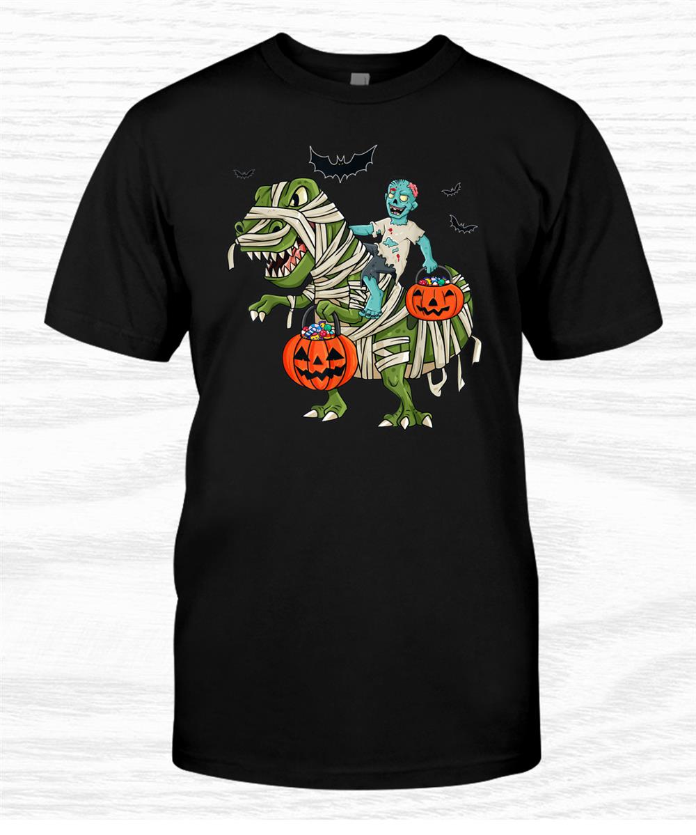 Halloween Zombie Riding T Rex Funny Boys Girls Kids Shirt Halloween Zombie Riding T Rex Funny Boys Girls Kids Shirt