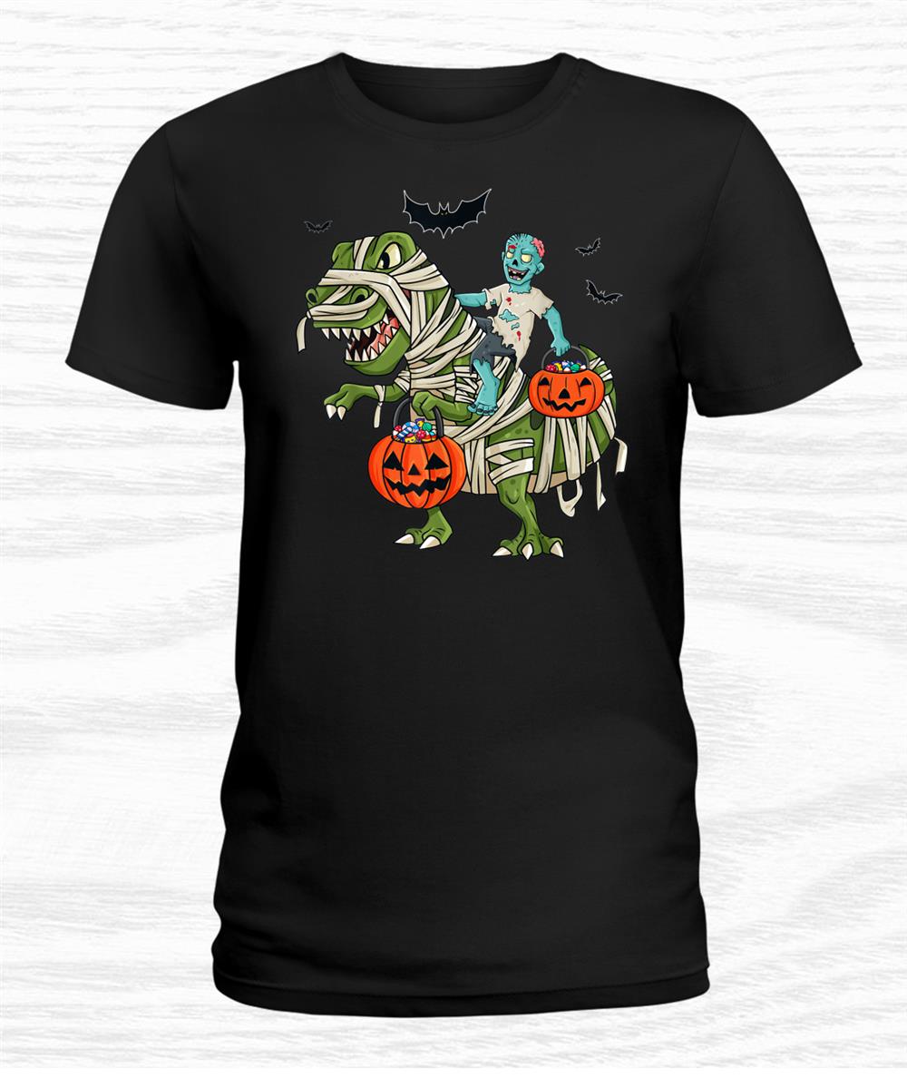 Halloween Zombie Riding T Rex Funny Boys Girls Kids Shirt Halloween Zombie Riding T Rex Funny Boys Girls Kids Shirt