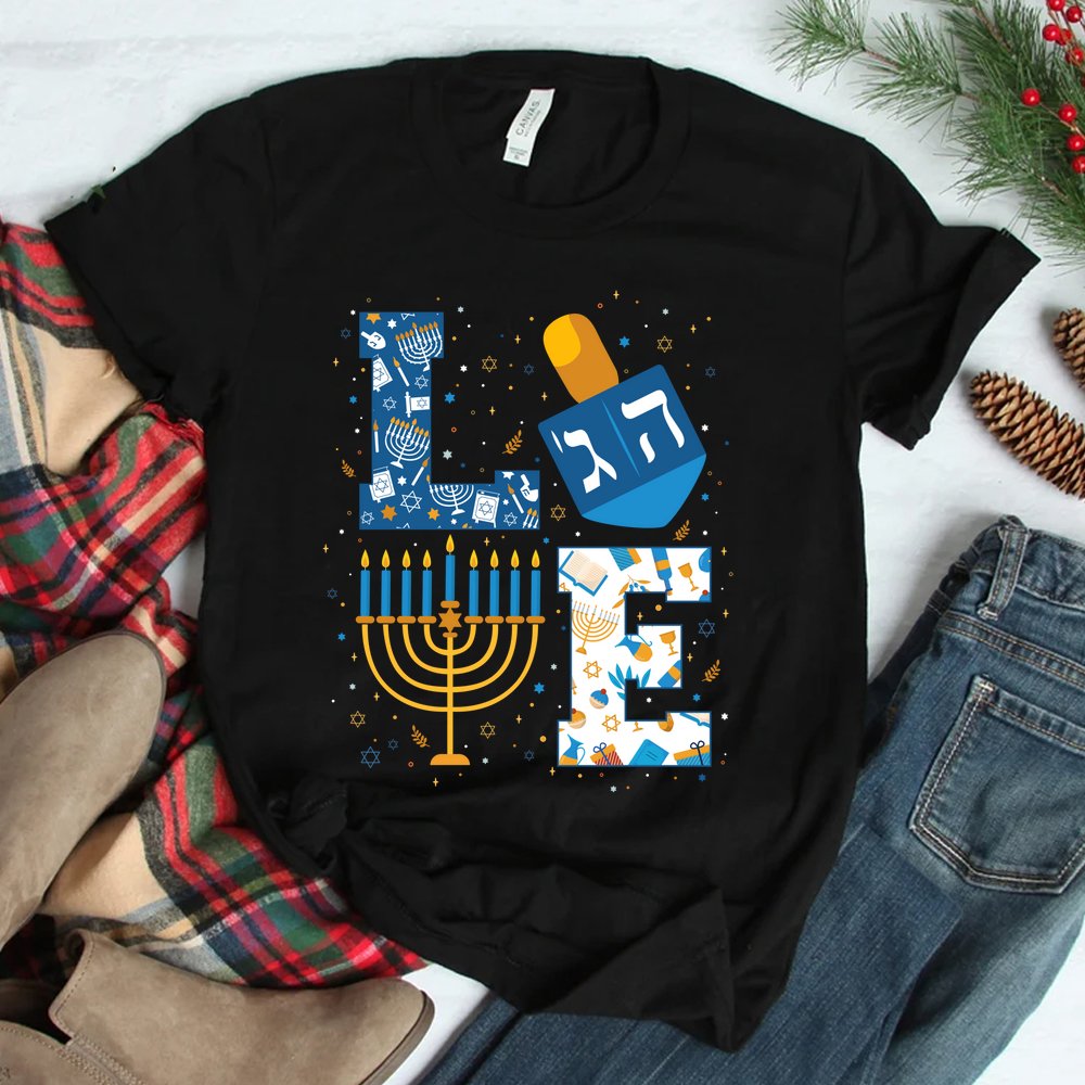 Hanukkah Love With Menorah For Jewish Christmas Holiday Shirt Hanukkah Love With Menorah For Jewish Christmas Holiday Shirt
