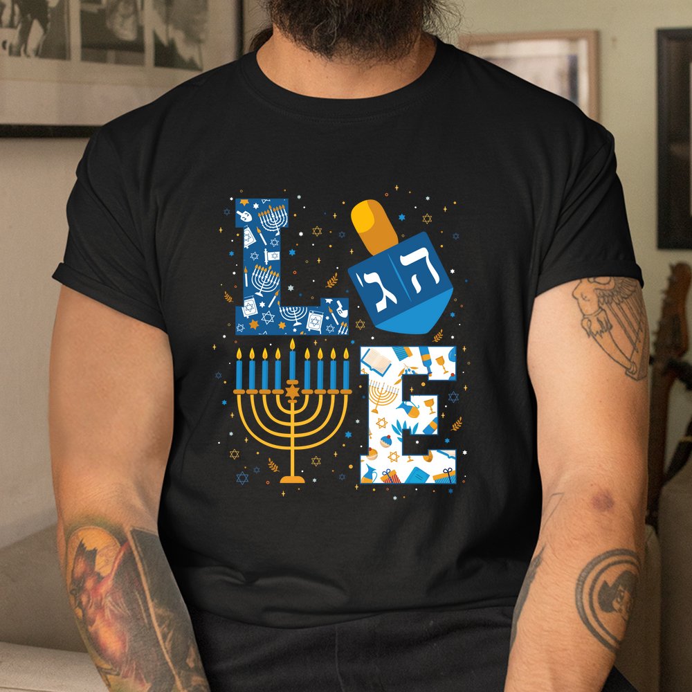 Hanukkah Love With Menorah For Jewish Christmas Holiday Shirt Hanukkah Love With Menorah For Jewish Christmas Holiday Shirt