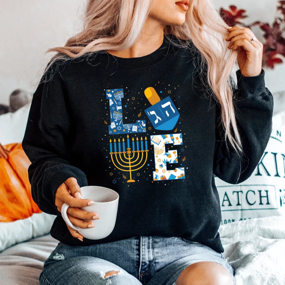 Hanukkah Love With Menorah For Jewish Christmas Holiday Shirt Hanukkah Love With Menorah For Jewish Christmas Holiday Shirt