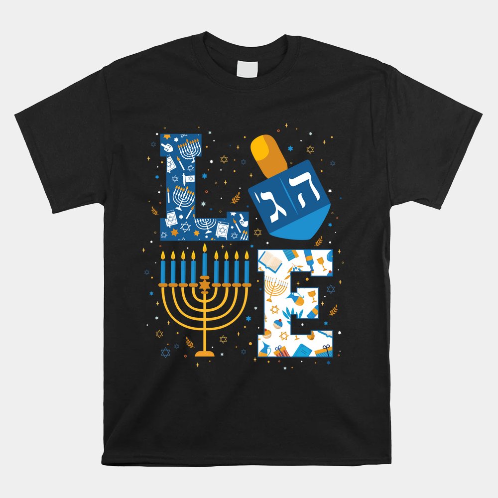 Hanukkah Love With Menorah For Jewish Christmas Holiday Shirt Hanukkah Love With Menorah For Jewish Christmas Holiday Shirt