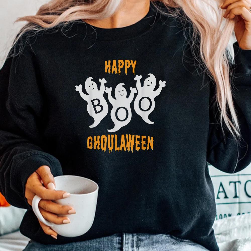 Happy Ghoulaween Cute Ghosts Trio With Boo Halloween Shirt Happy Ghoulaween Cute Ghosts Trio With Boo Halloween Shirt