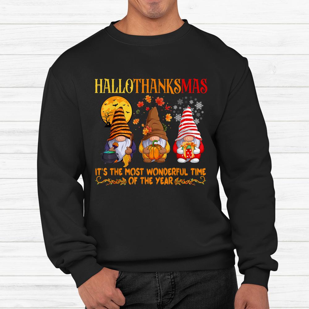 Happy Hallothanksmas Cute Gnomes Fall Halloween Shirt Happy Hallothanksmas Cute Gnomes Fall Halloween Shirt