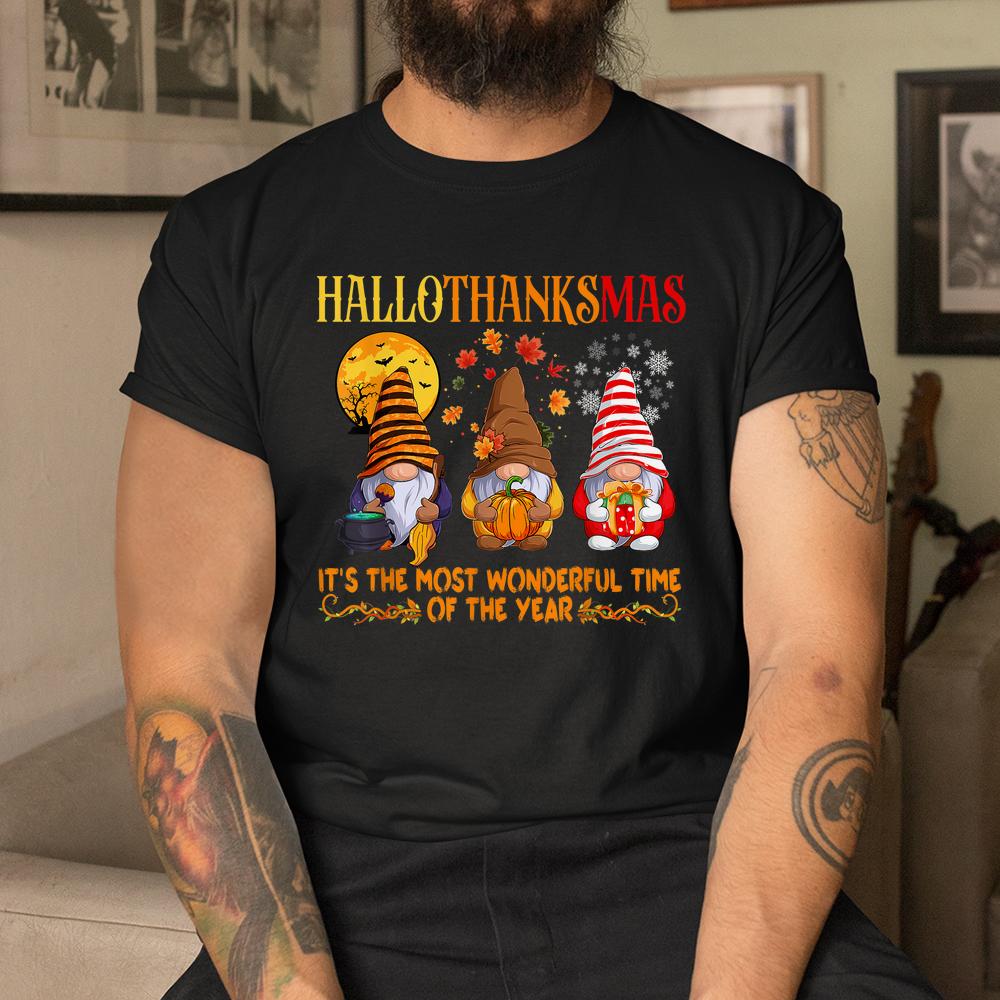 Happy Hallothanksmas Cute Gnomes Fall Halloween Shirt Happy Hallothanksmas Cute Gnomes Fall Halloween Shirt