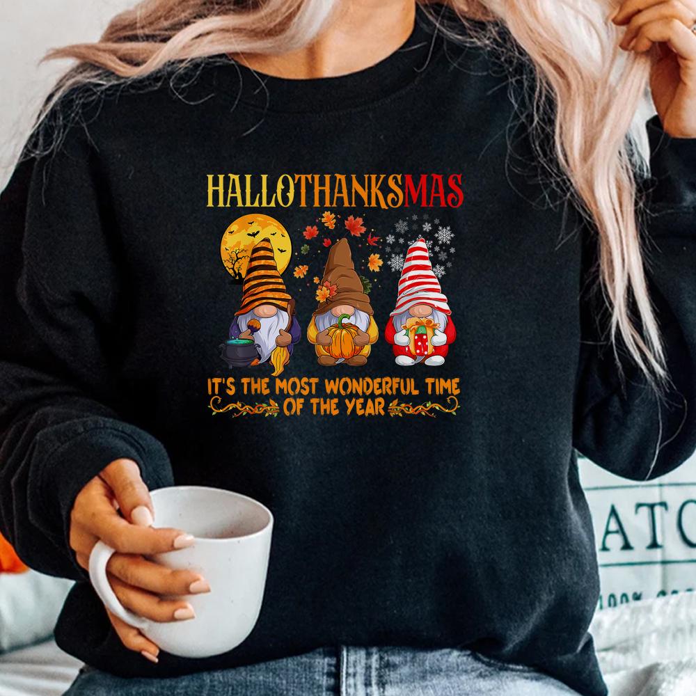 Happy Hallothanksmas Cute Gnomes Fall Halloween Shirt Happy Hallothanksmas Cute Gnomes Fall Halloween Shirt