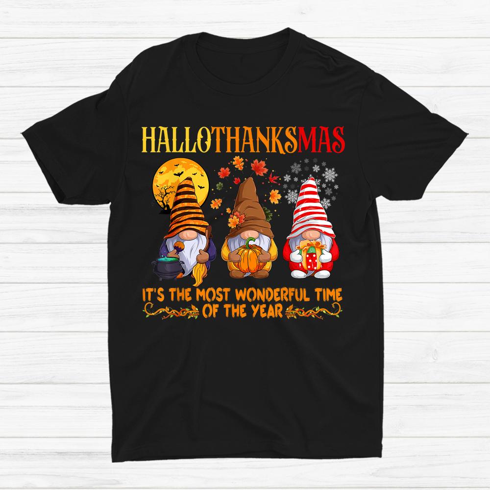 Happy Hallothanksmas Cute Gnomes Fall Halloween Shirt Happy Hallothanksmas Cute Gnomes Fall Halloween Shirt