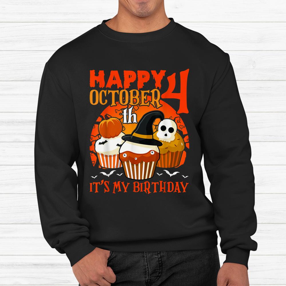 Happy October 4th It’s My Birthday Halloween Cake Shirt Happy October 4th It’s My Birthday Halloween Cake Shirt