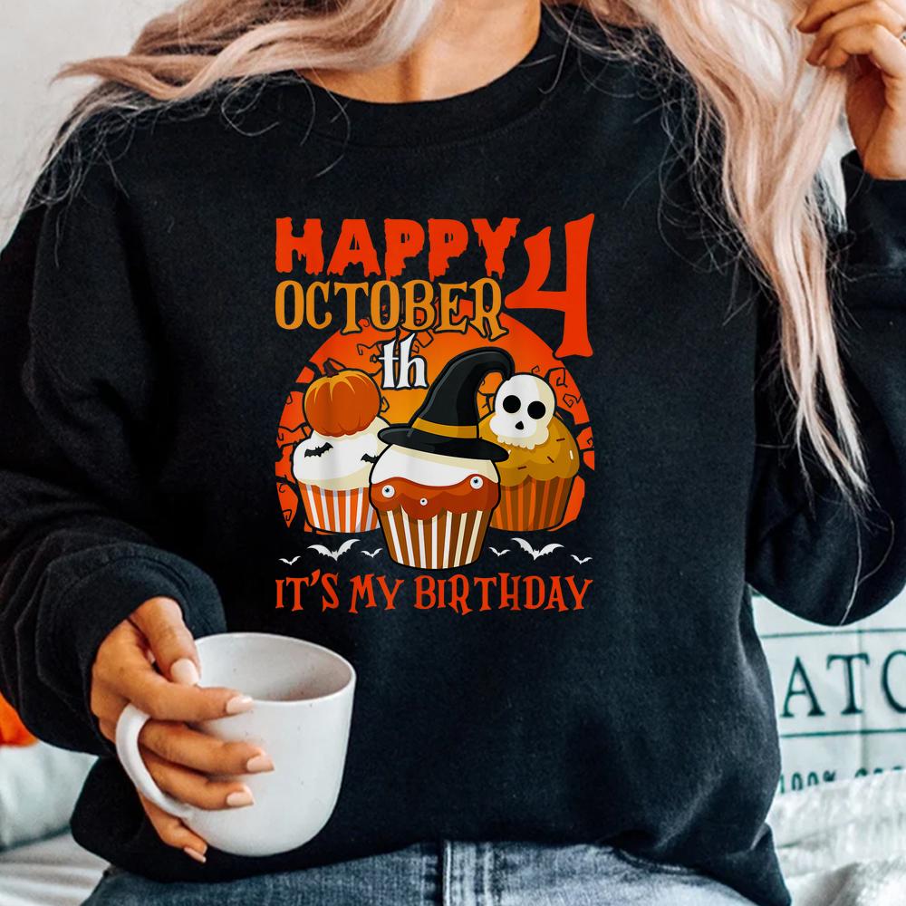 Happy October 4th It’s My Birthday Halloween Cake Shirt Happy October 4th It’s My Birthday Halloween Cake Shirt