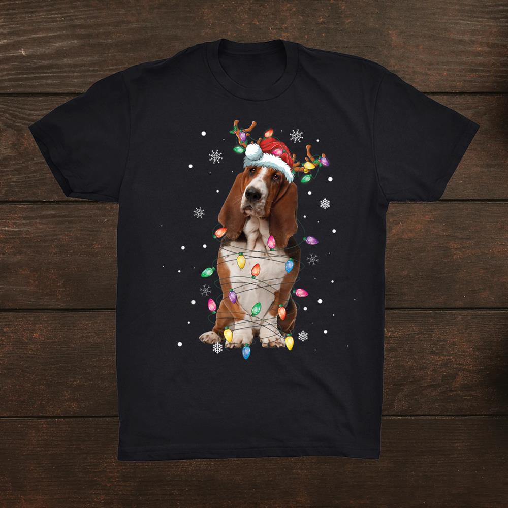 Hat Santa Basset Hound Lights Christmas Shirt Hat Santa Basset Hound Lights Christmas Shirt