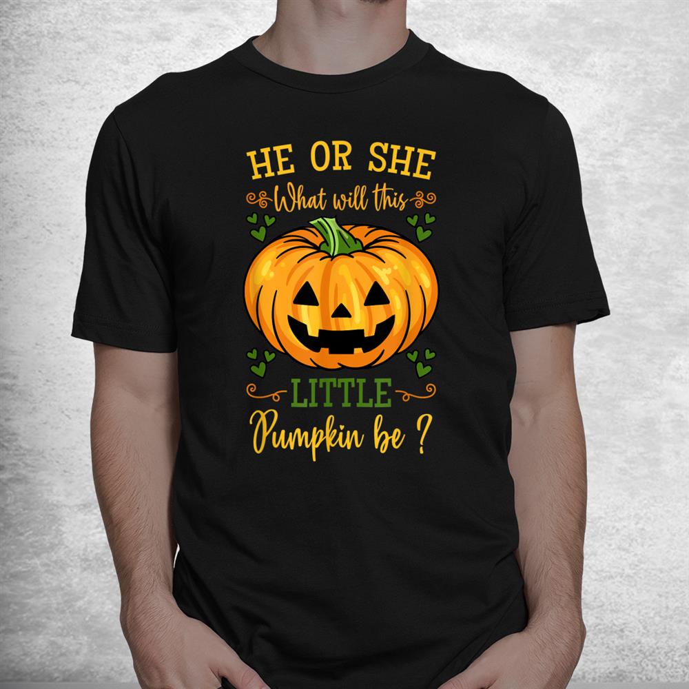 He Or She Pumpkin Gender Reveal Party Halloween Baby Shower Shirt He Or She Pumpkin Gender Reveal Party Halloween Baby Shower Shirt