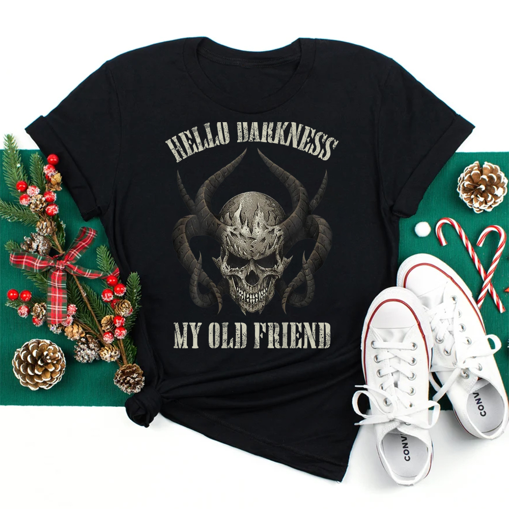 Hello Darkness My Old Friend Demon Skull Horn Halloween Shirt Hello Darkness My Old Friend Demon Skull Horn Halloween Shirt