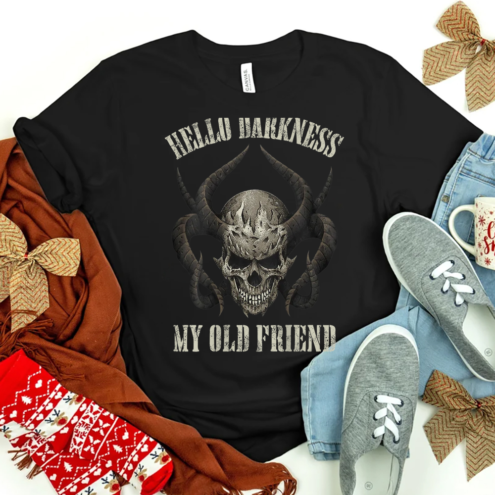 Hello Darkness My Old Friend Demon Skull Horn Halloween Shirt Hello Darkness My Old Friend Demon Skull Horn Halloween Shirt