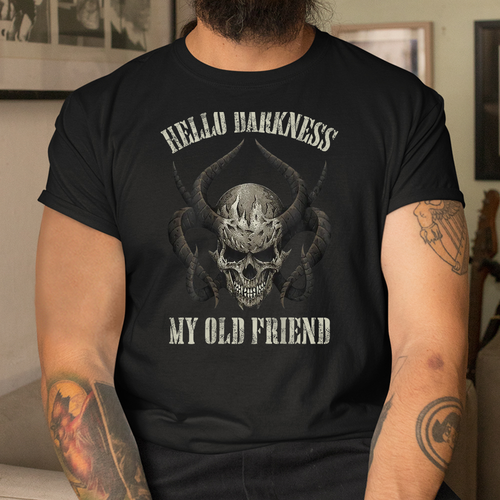Hello Darkness My Old Friend Demon Skull Horn Halloween Shirt Hello Darkness My Old Friend Demon Skull Horn Halloween Shirt