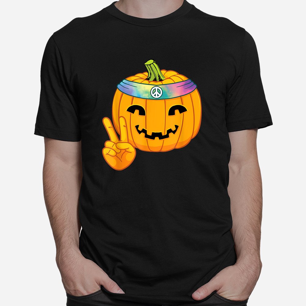 Hippie Halloween Pumpkin Peace Sign Hand Headband Tie Dye Shirt Hippie Halloween Pumpkin Peace Sign Hand Headband Tie Dye Shirt