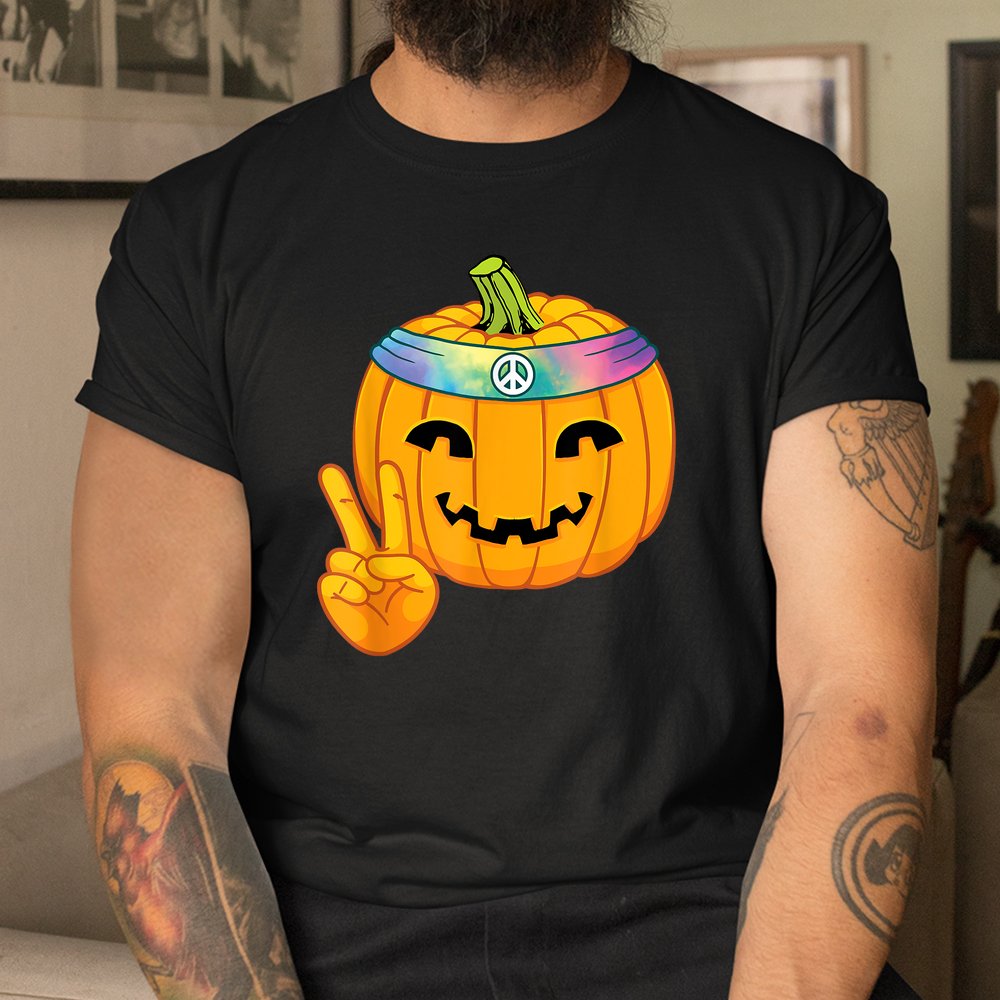 Hippie Halloween Pumpkin Peace Sign Hand Headband Tie Dye Shirt Hippie Halloween Pumpkin Peace Sign Hand Headband Tie Dye Shirt