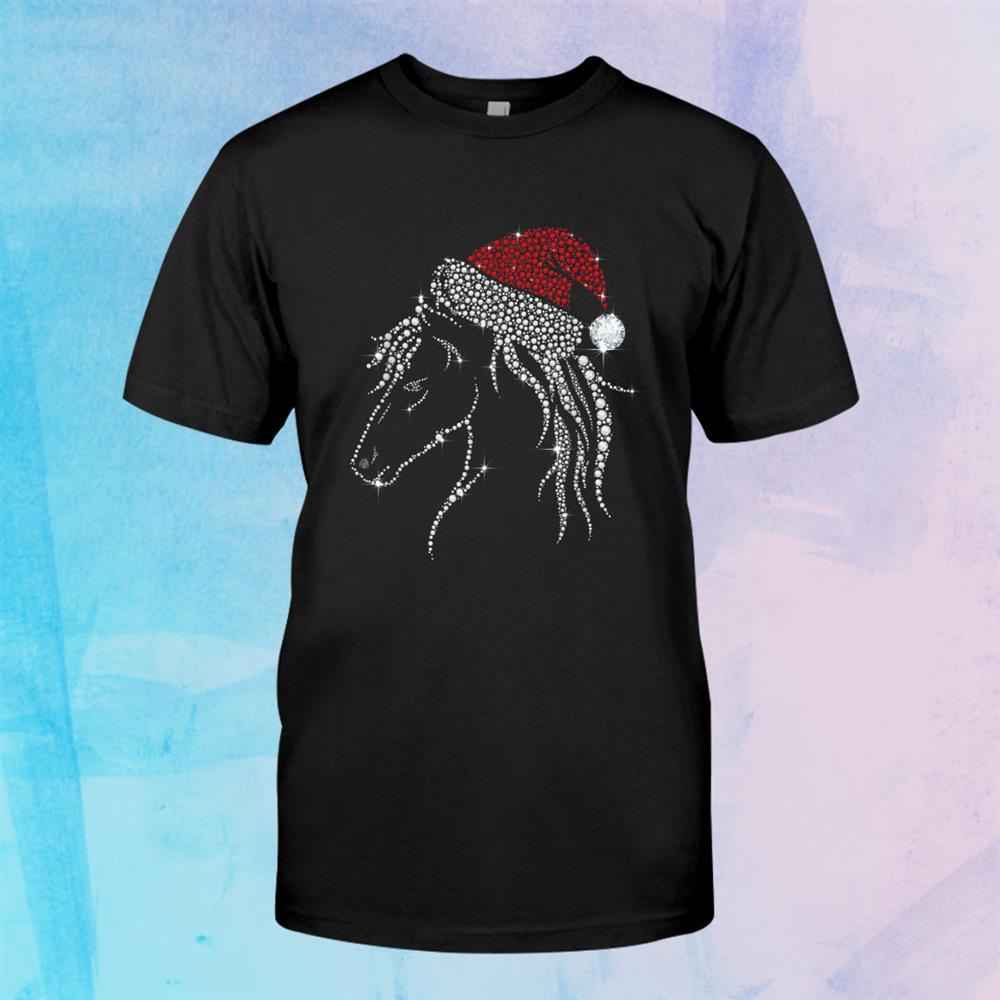 Horse Diamond With Santa Hat Christmas Pajama Xmas Idea Shirt Horse Diamond With Santa Hat Christmas Pajama Xmas Idea Shirt